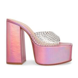 NEW $139 Steve Madden Ruby Pink Iridescent Platform Sandal